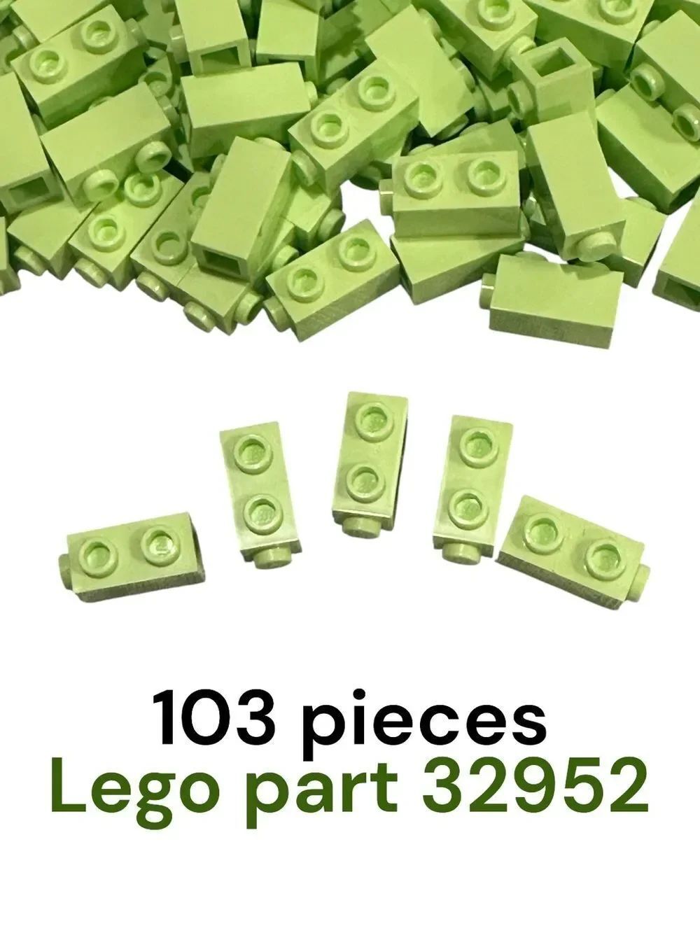 Lego part 32952 Light Lime yellowish green 1x2 Brick w/Side Studs (103 Pieces)